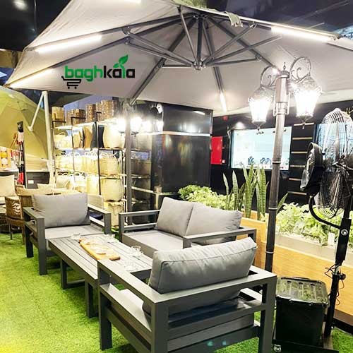 سایبان چتری پایه کنار مربع ۳*۳ متر چراغدار